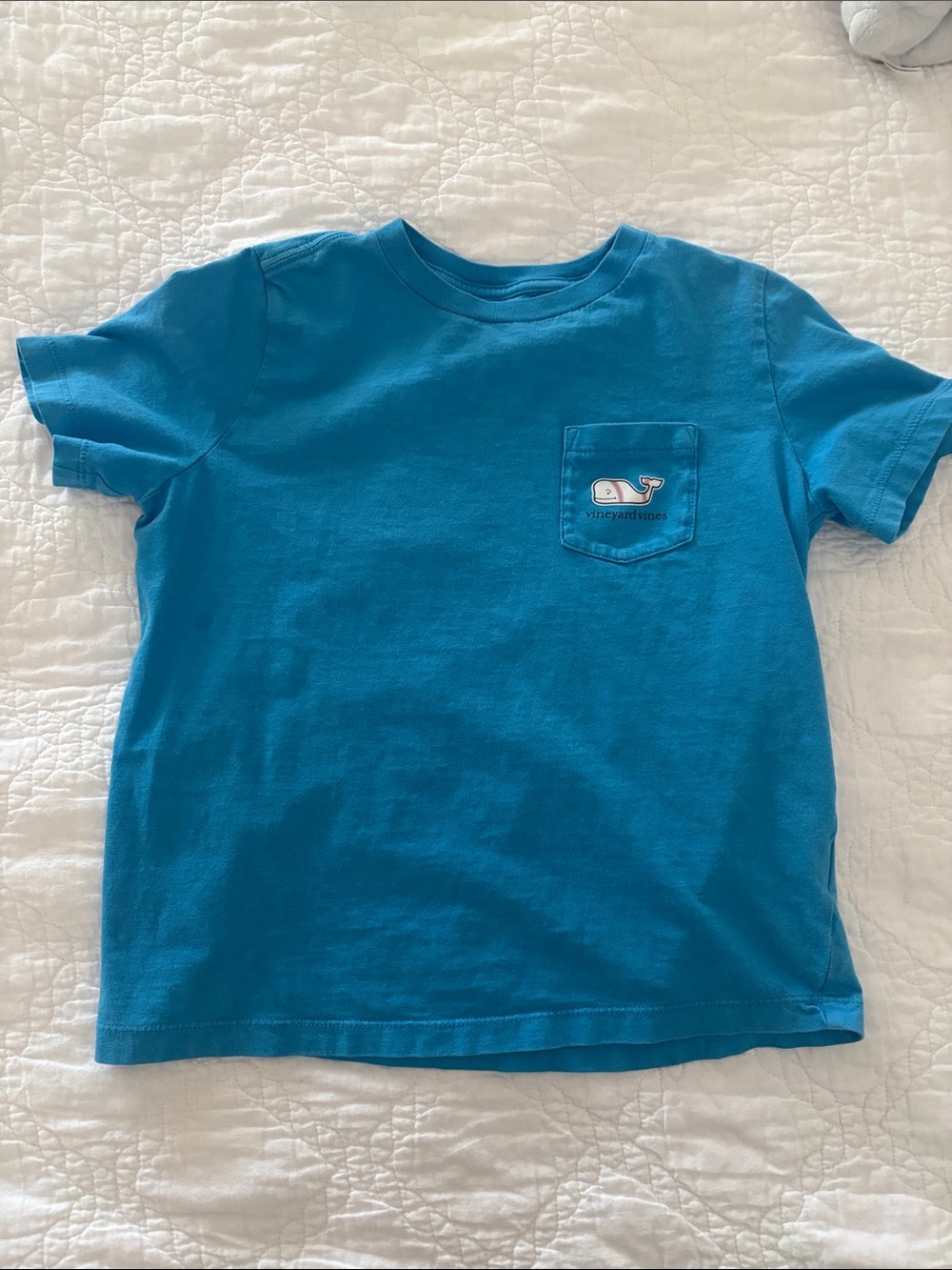 Vineyard Vines Boys Bright Teal Whale Pocket Tee